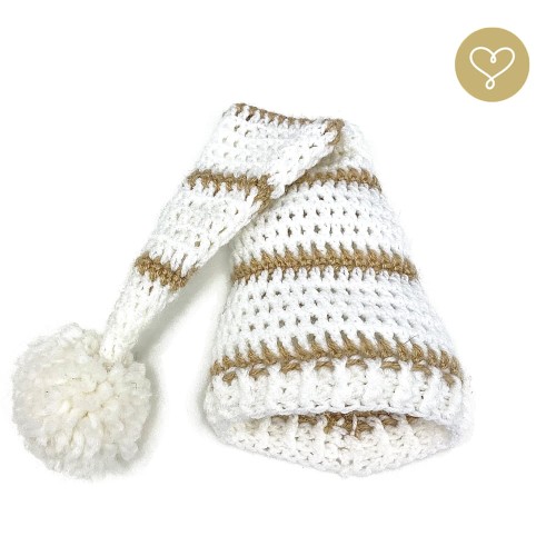 Cap  Long White Pompom