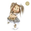 Grey linen dress with petticoat.